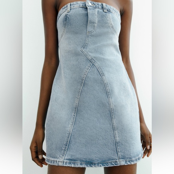 Zara TRF strapless denim dress - Picture 10 of 16